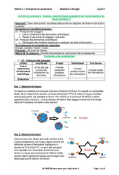 Quelles caractéristiques possèdent les transformations du noyau atomique ? - Activité documentaire avec les corrections : 11ème Harmos - PDF à imprimer