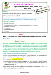 Séquence - Fiche de préparation Le présent des verbes aller, venir, voir, dire, faire - Étude de la langue - Séquence - Fiche de préparation : 5ème Harmos - PDF à imprimer