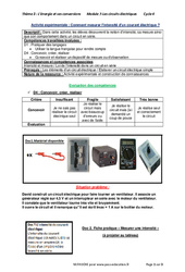 Comment mesurer l’intensité d’un courant électrique ? - Activité expérimentale avec les corrections : 10ème Harmos - PDF à imprimer