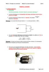 La tension - Cours : 10ème Harmos - PDF à imprimer