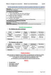 Comment se calcule la puissance électrique d’un appareil ? - Activité expérimentale avec les corrections : 11ème Harmos - PDF à imprimer