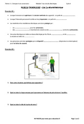 La sécurité électrique - Exercices avec les corrections : 11ème Harmos - PDF à imprimer