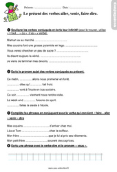 Le présent des verbes aller, venir, dire, faire - Étude de la langue - Exercices avec les corrigés : 4ème Harmos - PDF à imprimer