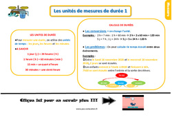 Les unités de mesures de durées - Cours, Leçon, trace écrite : 4ème Harmos - PDF gratuit à imprimer