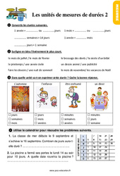 Les unités de mesures de durées - Exercices, révisions : 4ème Harmos - PDF à imprimer