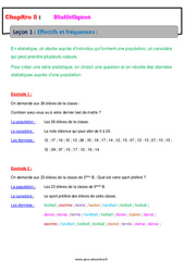 Effectifs et fréquences - Statistiques - Cours : 9eme Harmos - PDF à imprimer