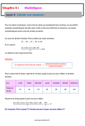 Calculer une moyenne - Statistiques - Cours : 9eme Harmos - PDF à imprimer