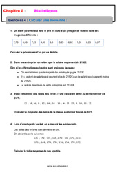 Calculer une moyenne - Statistiques - Exercices avec correction : 9eme Harmos - PDF à imprimer