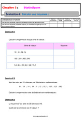 Calculer une moyenne - Statistiques - Examen Evaluation, bilan, contrôle avec la correction : 9eme Harmos - PDF à imprimer