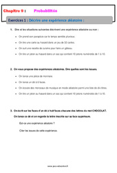 Décrire une expérience aléatoire - Probabilités - Exercices avec correction : 9eme Harmos - PDF à imprimer