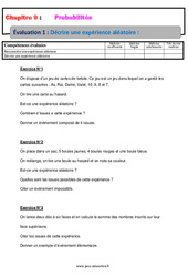 Décrire une expérience aléatoire - Probabilités - Examen Evaluation, bilan, contrôle avec la correction : 9eme Harmos - PDF à imprimer