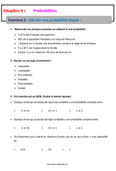 Calculer une probabilité simple - Exercices avec correction : 9eme Harmos - PDF à imprimer