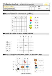 Se repérer sur un quadrillage - Évaluation, bilan : 4ème Harmos - PDF à imprimer