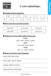 L'ordre alphabétique - Exercices, révisions : 4ème Harmos - PDF à imprimer