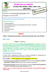 Séquence - Fiche de préparation Le futur des verbes - Fiches aller, venir, voir, dire, faire - Étude de la langue - Séquence - Fiche de préparation : 5ème Harmos - PDF à imprimer