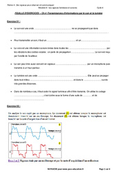 Transmission d’informations par le son et la lumière - Exercices avec les corrections : 11ème Harmos - PDF à imprimer