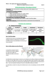 Fibre optique et Internet - Activité documentaire avec les corrections : 11ème Harmos - PDF à imprimer