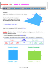 Calculer le périmètre d’une figure, dans différentes unités - Cours : 9eme Harmos - PDF à imprimer