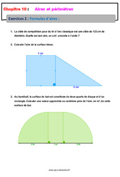 Formules d’aires - Exercices avec les corrections : 9eme Harmos - PDF à imprimer