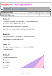 Formules d’aires - Examen Evaluation, bilan, contrôle avec la correction : 9eme Harmos - PDF à imprimer