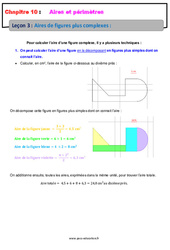 Aires de figures plus complexes - Cours : 9eme Harmos - PDF à imprimer