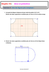 Aire des figures plus complexes - Exercices avec les corrections : 9eme Harmos - PDF à imprimer