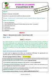 Accord dans le groupe nominal (GN) - Étude de la langue - Fiche de préparation : 4ème Harmos - PDF à imprimer