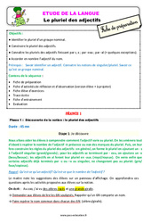 Séquence - Fiche de préparation Le pluriel des adjectifs - Étude de la langue - Séquence - Fiche de préparation : 5ème Harmos - PDF à imprimer