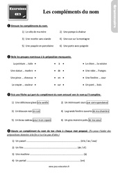 Le complément du nom - Exercices, révisions : 5ème Harmos - PDF à imprimer