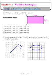 Construire et représenter un cylindre - Géométrie dans l’espace - Exercices avec les corrections : 9eme Harmos - PDF à imprimer