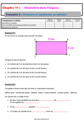 Construire et représenter un cylindre - Géométrie dans l’espace - Examen Evaluation, bilan, contrôle avec la correction : 9eme Harmos - PDF à imprimer