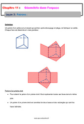 Patrons - Géométrie dans l’espace - Cours : 9eme Harmos - PDF à imprimer