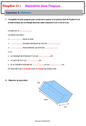 Patrons - Géométrie dans l’espace - Exercices avec les corrections : 9eme Harmos - PDF à imprimer