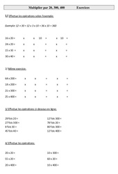 Multiplier par 20, 300, 400 - Exercices : 5ème Harmos - PDF à imprimer