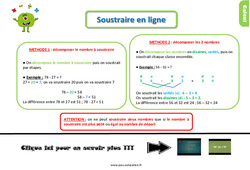 Soustraire en ligne - Cours, Leçon, trace écrite : 4ème Harmos - PDF gratuit à imprimer