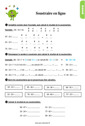 Soustraire en ligne - Exercices, révisions : 4ème Harmos - PDF à imprimer