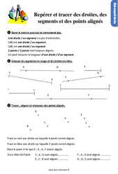 Repérer et tracer des droites, des segments et des points alignés - Exercices, révisions : 4ème Harmos - PDF à imprimer