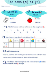 Confusion entre les sons [d] et [t] - Exercices de phonologie avec les corrections : 3eme, 4ème Harmos - PDF à imprimer