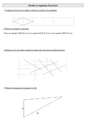 Droites et segments - Exercices : 5ème Harmos - PDF à imprimer