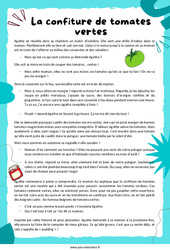 La confiture de tomates vertes - Récit - Lecture : 5ème Harmos - PDF à imprimer