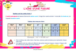 L'aire d'une figure - Affiche : 3eme, 4ème Harmos - PDF à imprimer