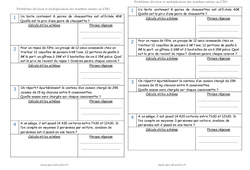 Division et multiplication des nombres entiers - Problèmes : 6ème Harmos - PDF à imprimer