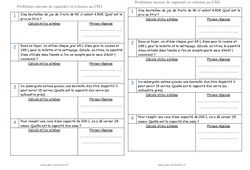 Capacités et volumes - Problèmes de mesures : 6ème Harmos - PDF à imprimer