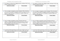 Aire du triangle - Problèmes de mesures : 6ème Harmos - PDF à imprimer