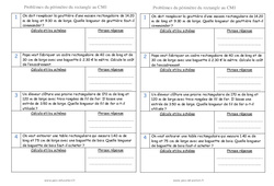 Périmètre du rectangle - Problèmes de mesures : 6ème Harmos - PDF à imprimer