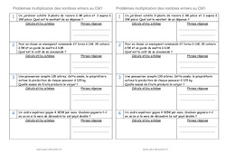 Multiplication des nombres entiers - Problèmes : 6ème Harmos - PDF à imprimer