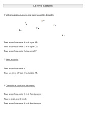 Cercle - Exercices - Géométrie : 5ème Harmos - PDF à imprimer