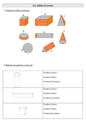 Solides - Exercices  : 5ème Harmos - PDF à imprimer