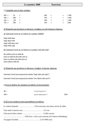 Exercices de numération - Fiches Le nombre 1000 : 5ème Harmos - PDF à imprimer