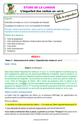 L’imparfait des verbes en - er/ - ir - Étude de la langue - Séquence - Fiche de préparation : 5ème Harmos - PDF à imprimer